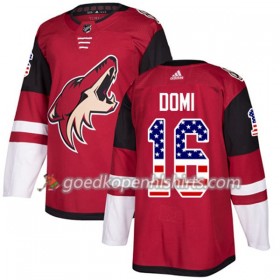 Arizona Coyotes Max Domi 16 Adidas 2017-2018 Rood USA Flag Fashion Authentic Shirt - Mannen